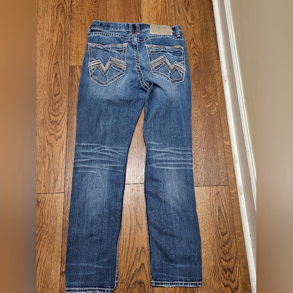 The Buckle Salvage Denim Blue Jeans Distressed Havoc Straight Slim Fit 34x32 Men